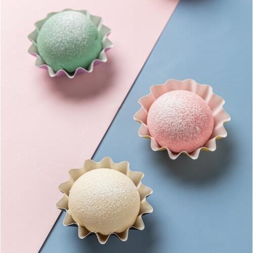 50Pcs Disposable Paper Baking Cups Multi-Color Creme Brulee Dessert Oval Shape Cupcake Cups Tray Case Pastry Decorating Tools