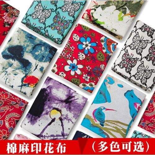 50cm*145cm/Piece,Chinese Element Printed Cotton Linen Fabric,Dress, Curtain, Tablecloth, Decorative Cloth, DIY Handmade Material