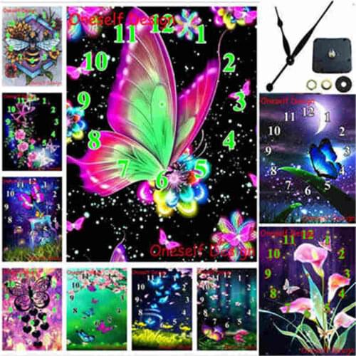 5d diamond painting with Mechanical clock butterfly diamond embroidery clock diamond mosaic sale beaded embroidery wall sticker