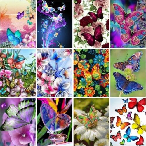 Diamond Painting Butterfly Cross Stitch Square/Round 5d Diamond Embroidery Animals Rhinestones Art Bead Picture Kits Wall Decor