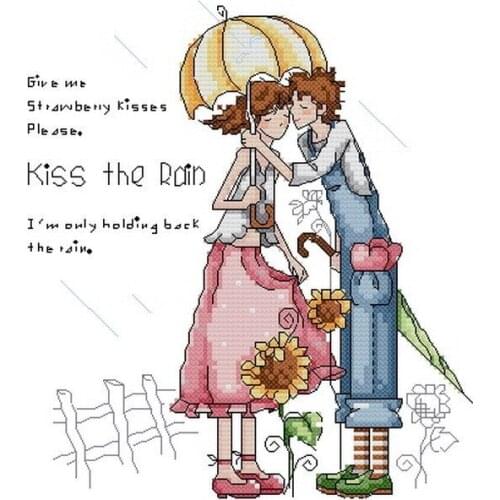 Free delivery Top Quality popular counted cross stitch kit kiss the rain kissing