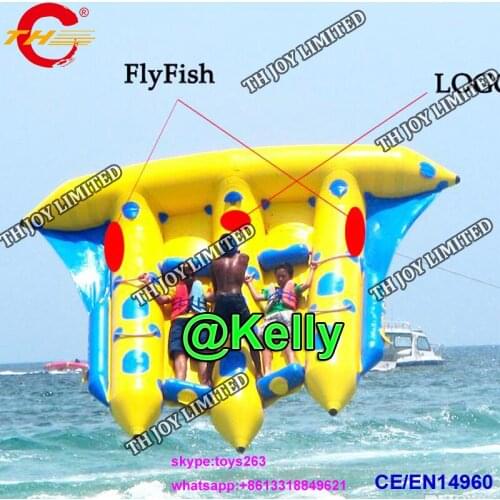Free air shipping inflatable flying fish tube towable sport game for sale, inflatable flying banana boat for sale with free pump