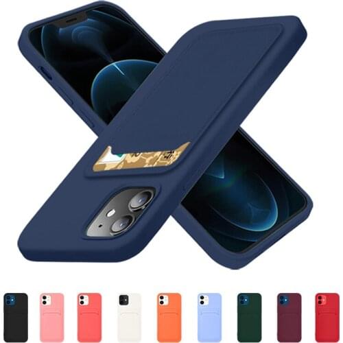 Card bag soft Silicone Luxury Case For Apple iPhone 11 12 Pro Max mini 7 8 Plus XR X XS Shockproof Case protector Cover original