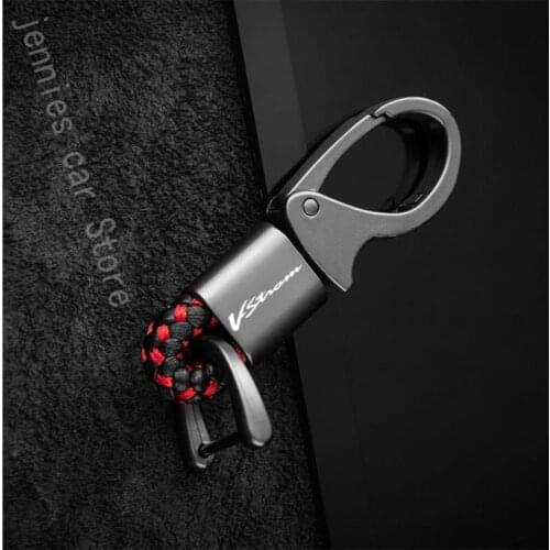 For Suzuki V-Strom 250 DL VStrom 650 1000 1050 1050XT hand Woven Leather Car KeyChain Detachable Metal 360 Degree Key Chain