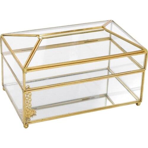 European Creative Glass Tissue Box Plating Household Storage Household Waterproof Mirror Tissue Box Kitchen Boxes for Decoration