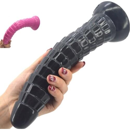 26.9cm Super Long Flexible Dildo Soft Silicone Anal Plug Big Butt Vibrator Sucker Rough Surface Stimulation Female Sex Toy Shop