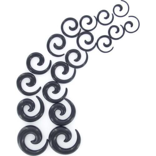 HOT SALE!9 Pairs of Acrylic Spiral Taper Tunnel Ear Stretcher Plugs---Black