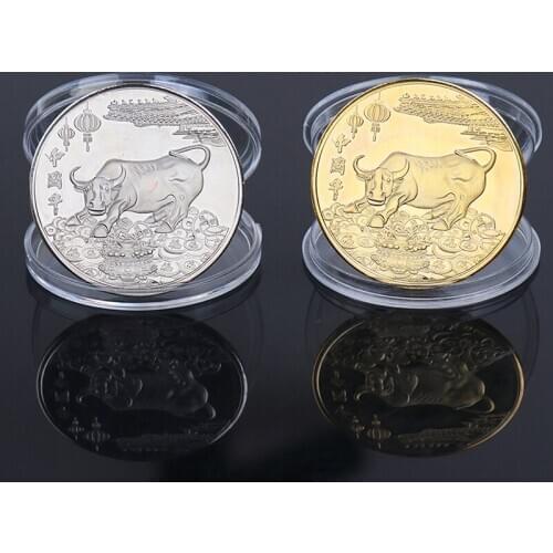 2021 New Year Gold Coin Twelve Zodiac Ox Commemorative Coin Collection Decoration Gift Coin Collection