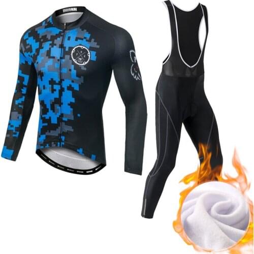 YOCENE Set 100% Polyester MTB Sports Wear Fleece Maillot Racing Winter Jersey