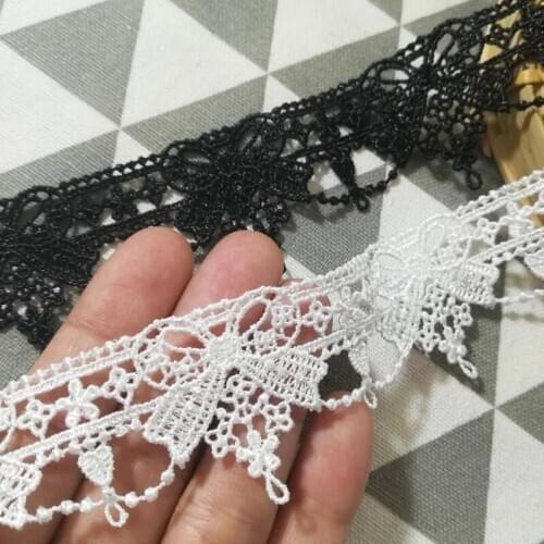 1Yards New Embroidery Guipure Lace Fabric Bow Flower Ribbon 3.5cm Applique Lace Trim Sewing Appliques For Wedding Dresses LW4