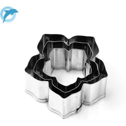 LINSBAYWU 3 pcs/lot Beautiful Flower Cake Mold Stainless Steel Petunia Carnations Cosmos Cookie Cutter Fondant Cake Decoration