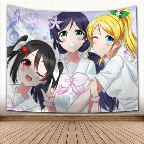 Nice Love Live! Anime Tapestry Colorful Psychedelic Decorative Carpet Wall Fabric For Living Room Bedroom Tapestries Accessories