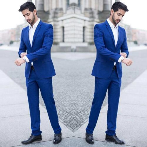 Men Suits for Wedding Suits Royal Blue Man Business Jacket Skinny Groom Tuxedo 2Piece Coat Pants Slim Fit Terno Masculino Costum