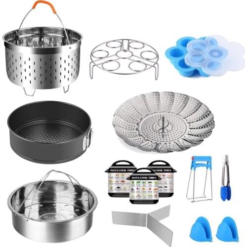 14pcs Instant Pot Accessories Set Fits 5,6,8Qt - 2 Steamer Baskets, Non-stick Springform Pan, Egg/Steamer Rack Kitchen Tool Set