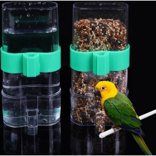 1Pc 13*8cm Green Pet Bird Automatic Feeder Acrylic Water Drinker Food Waterer Bowl Cage Parrot Bird Feeder Farming Equipment