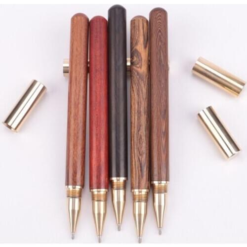 2021 New Vintage Wood Body Ballpoint Pen Ball Pens Brass Ball Roller Pen Metal Cap