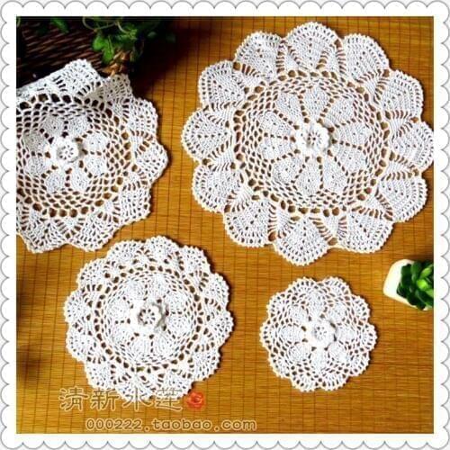 New arrival fashion 14-40 cm round cottoncrochet felt lace doilies cup coaster pad for deco cutout rustic decoration circle mat