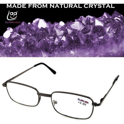 = Clara Vida [!two Pieces!] Full-rim Natural Crystal Lenses Alloy Frame Men Women Reading Glasses +1 +1.5 +2 +2.5 +3 +3.5 +4