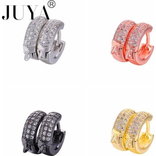 JUYA 10 Pcs Wholesale Copper Earrings Hooks Fittings Cubic Zirconia Earwire Clasps Handmade Jewelry Findings For Earring Making