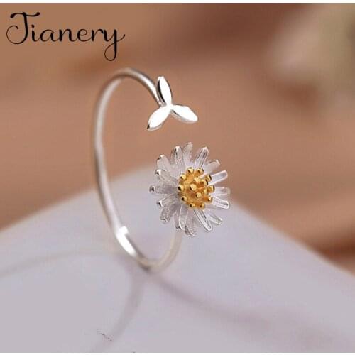 Charming Open Daisy Flower Ring for Women Vintage Boho Party Rings Gothic Punk Jewelry Gifts for Girls 2021