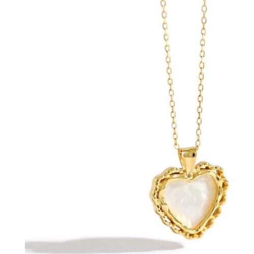 18K Gold-Plated S925 Sterling Silver Necklace All-match Micro Pave Mother Shell Lovely Short Necklace Charm Womens Accessories