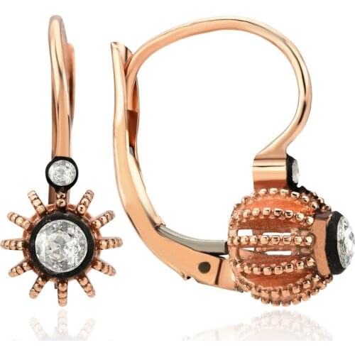 Symbol Gold 0.19 Carat Diamond Solitaire Earring Piece Jewelry Rope Chain Charm Earring Jacket Bead Figure For Women