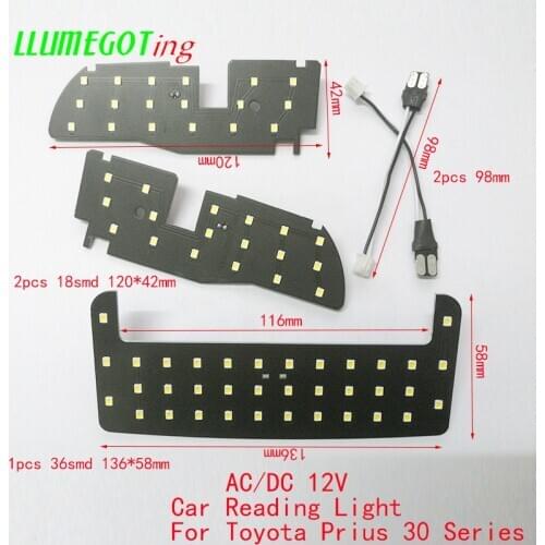 6000K White High Bright 3pcs/set 12V SMD2835 Car Auto Interior Map Dome LED Reading Light Lamp For Toyota For Prius 30 Series