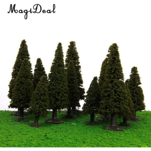 Boxed 15Pcs Multi Scale Cedar Model Trees Train Track Street Railway Building Diorama Scenery HO N Z