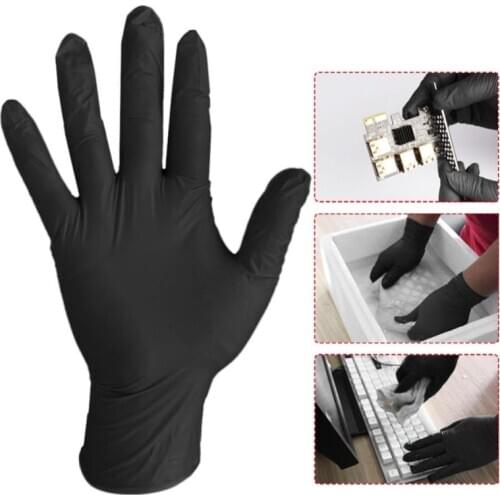All Season Hot Sale Fast Shipping DHL 100 PCS Black latex gloves disposable Nitrile Work For Industrial Rubber Gloves