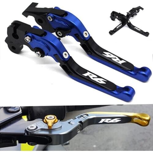 For YAMAHA YZF-R6 R6 2017-2019 R6 LOGO Motorcycle CNC Aluminum Brake Clutch Levers Handle Grips Adjustable Folding Extendable
