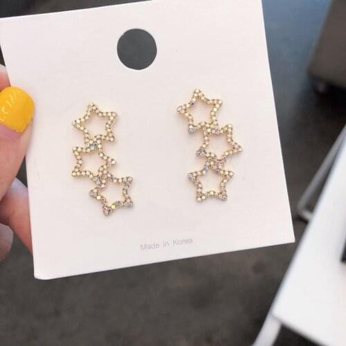 2019 New Trendy Geometric Women Dangle Earrings Hollow Pentagon Star Earrings Woman Female Korean Eardrop Personal Jewelry