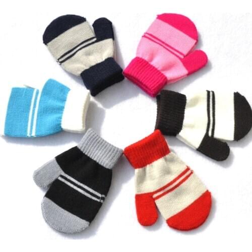 Winter Warm Gloves for Children Aged 1-4 5colors Thickened Kids Warm Gloves New Baby Mittens for Boys Girls Knitted gloves