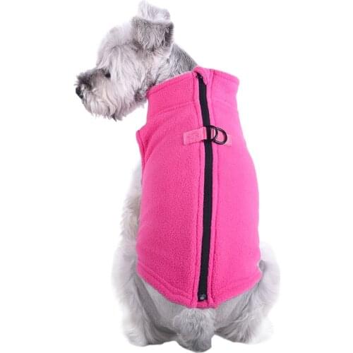 Winter Puppy Clothes for Chihuahua Back Zip Design Dog Clothing Warm Fleece French Bulldog Jacket with D-ring Outdoor Walking