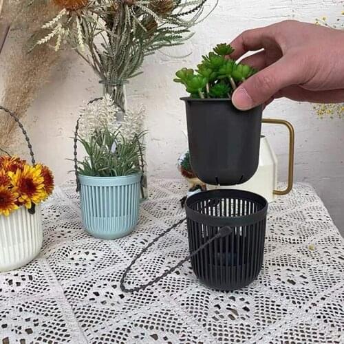 3.5 Inch Wo-Piece Succulent Planters Pots with Drainage, Flexible Removable Handle, Planting Pots Flower Pots (6 PCAK)