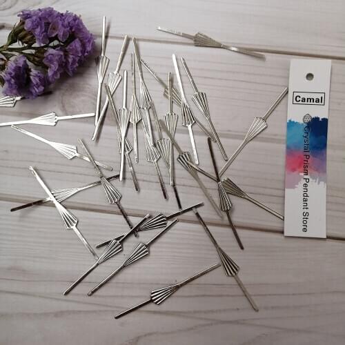 Camal 100pc 46mm Chrome Color Arrow Pin Metal Connector For Crystal Prism Bead Chandelier Pendant Lamp Wedding Party Part