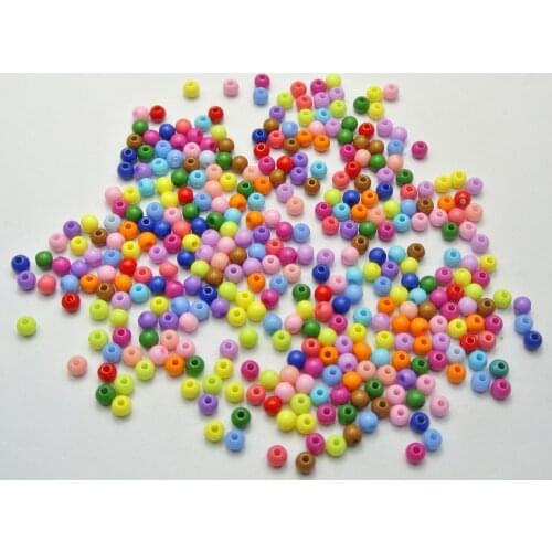 1000 Mixed Bubblegum Color Acrylic Round Beads 4mm Smooth Ball Seed