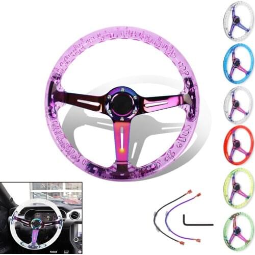 14inch Acrylic Racing Steering Wheel 6-hole Transparent Discoloration Aluminum Alloy Steering Wheel