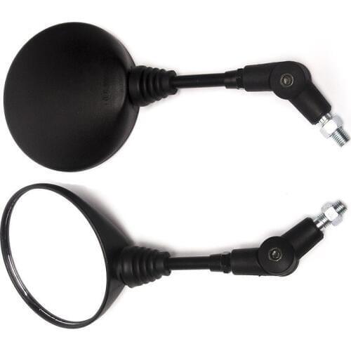2 X 10mm Thread Black Shell Folding Round Motorcycle Rear View Mirrors Universal