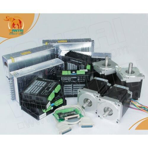 4Axis Nema34 Stepper Motor 85BYGH450D-008 5.6A 7.7N.m/1090oz+Driver DQ860MA 80V7.8A 256Micro CNC ROUNTER KIT