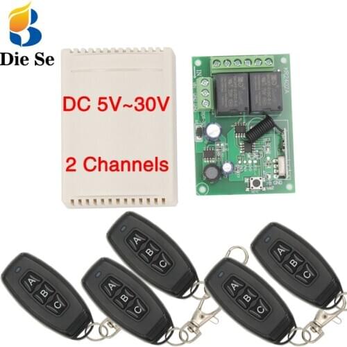 433Mhz Universal Wireless rf remote control arduino DC 5V~30V 10A 2CH rf Relay Receiver and Transmitter for motor garage door
