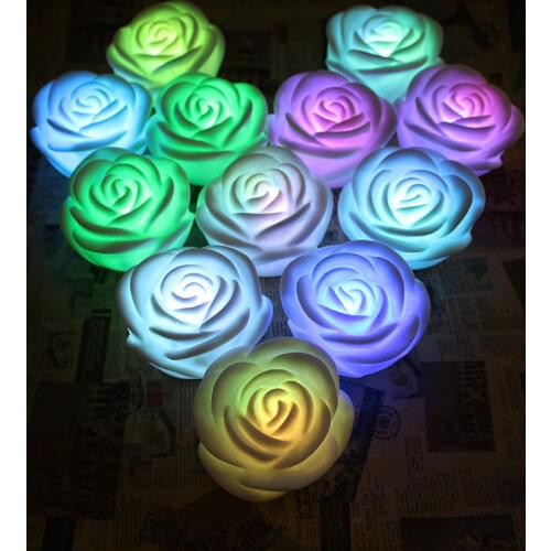 12/24/48pcs of LED Candle Light Simulation Rose Romantic Holiday Party Wedding Confession with Reusable Night Decoration Lights