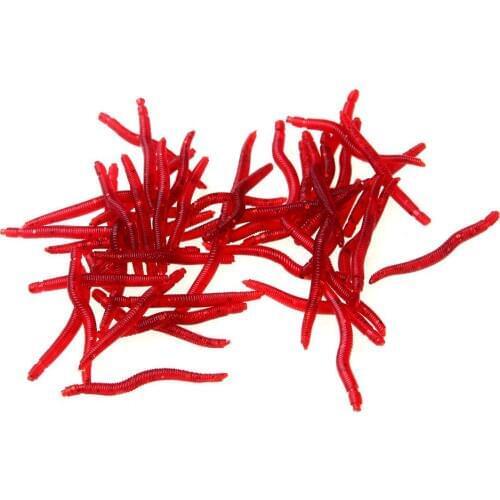 8 Pack 50Pcs 3.5 cm Simulation Artificial Bait Worms Worms Exceeds Soft Baits Fish Red Fish Smell Realistic