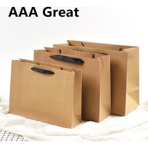 AAA Great Kraft Paper Gift Bags With Handles Shops Baby Shower Party Christmas Wedding Decoration Packaging Shopping 100Pcs/Lot