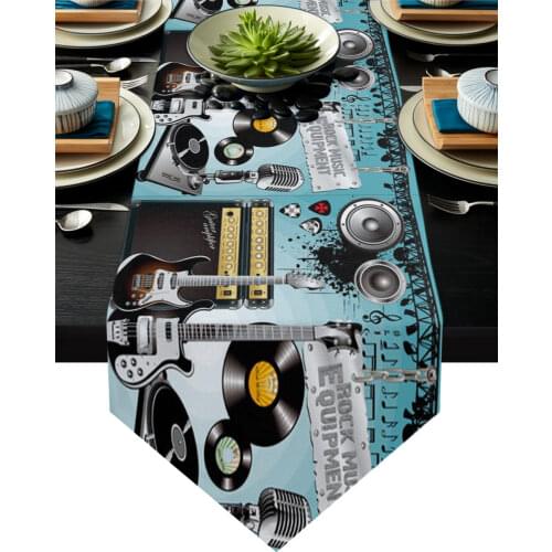 Rock Music Speaker Guitar Table Runner Modern Table Flag Home Party Country Wedding Decoration Tablecloth Table Runners