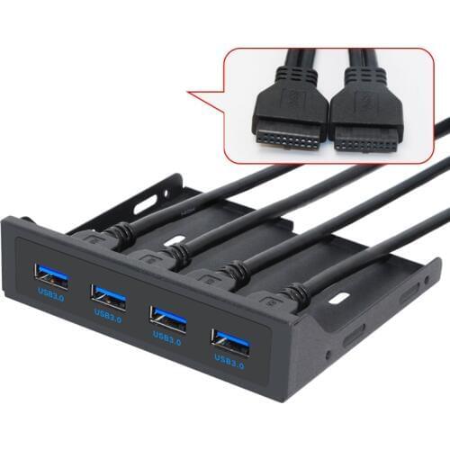 BTBcoin 19+1 20Pin 4 Port USB 3.0 HUB Front Panel Combo Bracket USB3.0 Hub Adapter for PC Desktop 3.5" FDD Floppy Disk Drive Bay