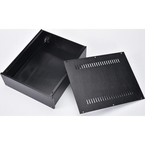 Black full aluminum amplifier chassis Preamp box headphone Enclosure Case DIY