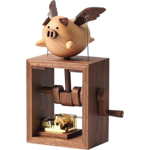 Home Decoration Music Octave Box Flying Pig Creative Wood gift Anniversary Valentines Day Unique Gifts