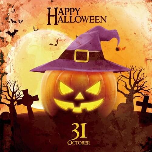 Happy Halloween Pumpkin Lantern Tombstone Moon Photography Backdrops Photo Background Photozone Photophones For Photos Shoot