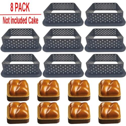 8PCS Cake Mold DIY Tart Ring Mould Cake Tools French Dessert Bakeware Cutter Round/Square/Oval Shape Decorating Tool