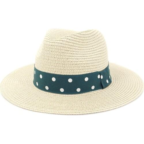 Panama For Women Jazz Caps Ribbon Band Classic Khaki Black White Outdoor Beach Caps Sun Protective Casual Women Men Straw Hats